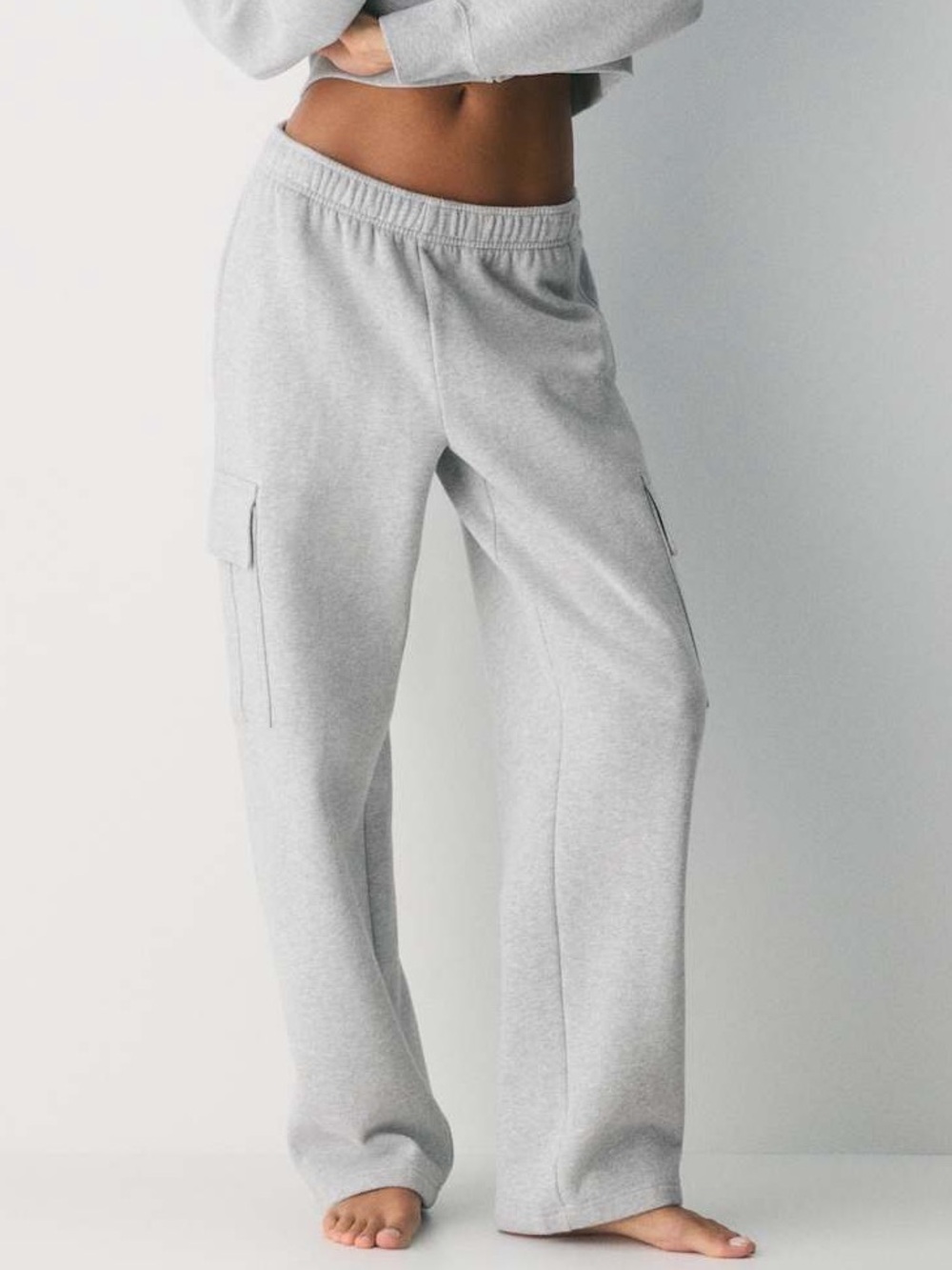 Aritzia TNA Cozy Fleece Cargo Sweatpants Heather Grey XS